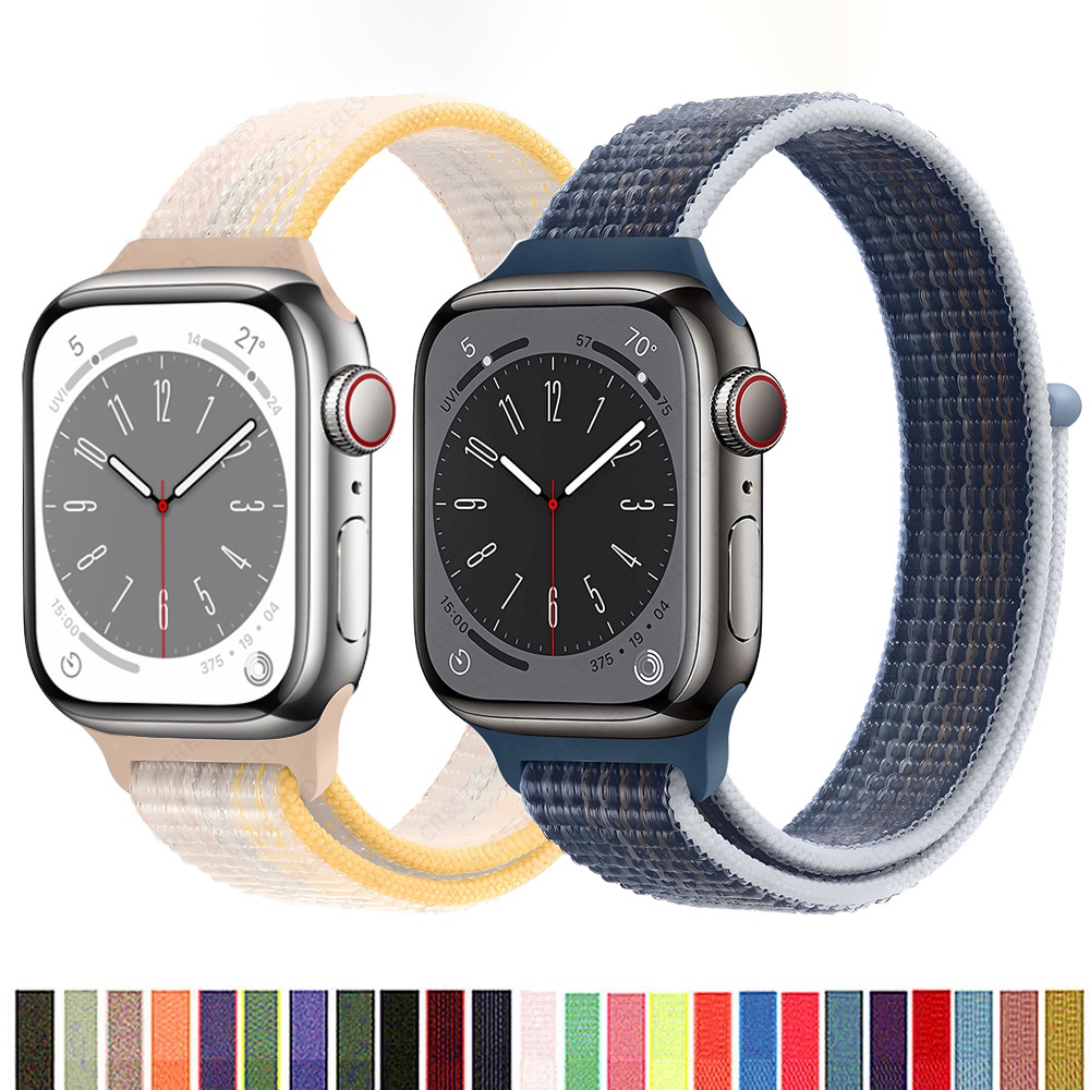 ✲■Sport Nylon Loop Strap for Apple watch band 40mm 38mm 41mm 44mm 45mm 49mm 42mm Slim bracelet iwatch series se 8 7 6 5