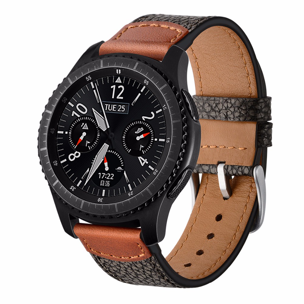 ♤❇Genuine Leather strap For Samsung Galaxy watch 46mm Gear S3 Frontier 22mm watch band Replacement bracelet Huawei Watch