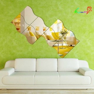 【AG】6Pcs Wall Sticker Removable 3D Decoration Mirror Effect DIY Wall Sticker for Home