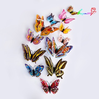 【AG】12Pcs 3D Butterfly Glow in The Dark Decal Wall Sticker Room Home Decor