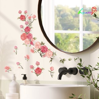 【AG】Flower Wall Sticker Colorful Mural Waterproof Self Adhesive Removable DIY Rose Flower Decal Room Background Mirror