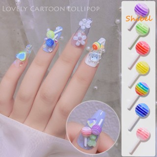 HOT_ 5 ชิ้น/เซ็ต Lollipop เครื่องประดับเล็บการ์ตูนเรซิ่นน่ารัก Clay 3D อุปกรณ์เสริม Charm Candy สำหรับเล็บ