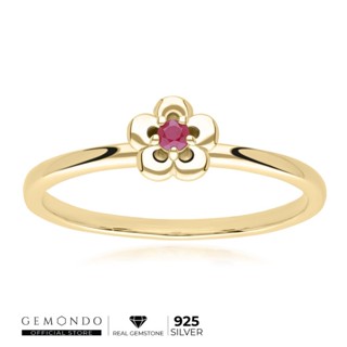 Gemondo แหวนทองคำ 9K ประดับทับทิม (Ruby) ดีไซน์ดอกไม้ 5 กลีบ
