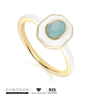 Gemondo แหวนเงินแท้ 925 Sterling Silver ประดับอมาโซไนท์ (Amazonite) : แหวนพลอยแท้ สีพาสเทล แฟชั่น อีนาเมล Siberian Waltz