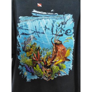 เสื้อยืด มือสอง งานปลา อก 46 ยาว 29