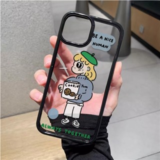 เคสโทรศัพท์มือถืออะคริลิคใส แบบแข็ง ลายคุกกี้น่ารัก สําหรับ iphone 14promax 11 13 12 7Plus 8 X XS Max