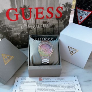 💥💜💚นาฬิกาข้อมือผู้หญิงเรือนเงิน หน้าปัด ประดับคริสตัลหลากสี สวย สดใส NEW Guess WATCHสวยมากมีประกัน