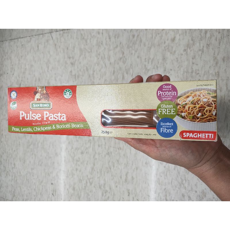 San Remo Pulse Pasta Peas,Lentils,Chickpeas&Borlotti Beans Spaghetti เส้นสปาเกตตี่ ทำจากแป้งถั่วต่าง