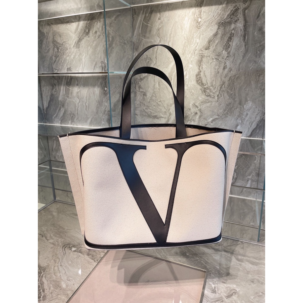 Vltn กระเป๋าช้อปปิ้งกระเป๋าผ้าใบแบบพกพาแฟชั่นสตรี