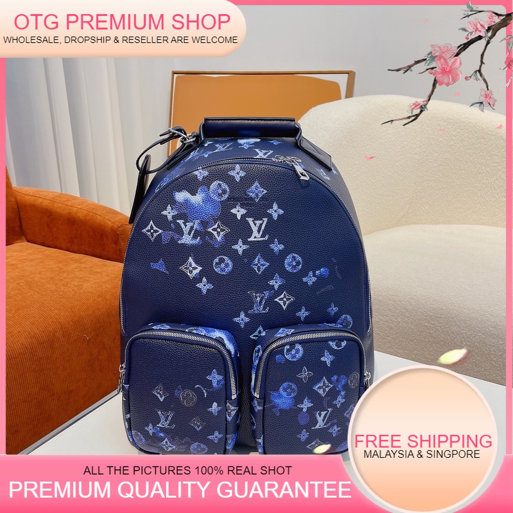 PREMIUM QUALITY LV*** MULTIPOCKET MONOGRAM INK WATERCOLOR PATTERN ZIPPER BACKPACK (ไม่มีกล่อง) CD100175