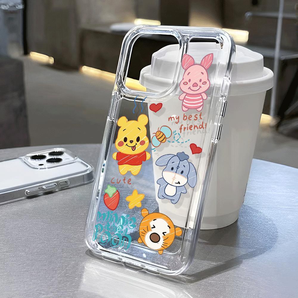 เคสโทรศัพท์มือถือ แบบใส กันกระแทก ลายการ์ตูนหมี และหมูน่ารัก สําหรับ iphone 14 pro max 11 13 12 7Plus 7 8 Plus X XR XSMax
