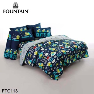 Fountain (ครบเซ็ต) ผ้าปูที่นอน+ผ้านวม 3.5ฟุต 5ฟุต 6ฟุต มินเนียน Minions FTC113 #ฟาวเท่น เครื่องนอน ชุดผ้าปู