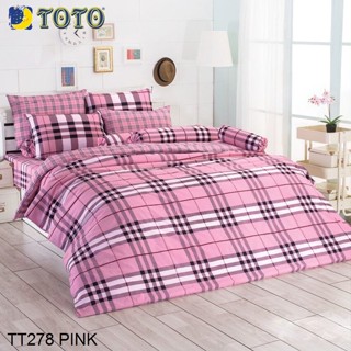 Toto (ครบเซ็ต) ผ้าปูที่นอน+ผ้านวม 3.5ฟุต 5ฟุต 6ฟุต พิมพ์ลาย กราฟฟิก TT278 Pink #โตโต้ เครื่องนอน ชุดผ้าปู ชุดผ้าปูเตียง