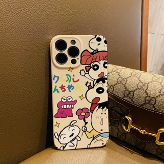 ฟิล์มแข็ง เคส iphone 14 pro Max 11 13 12 7Plus 8 X XS Max แฟชั่น การ์ตูนชินจัง เคสกันกระแทก