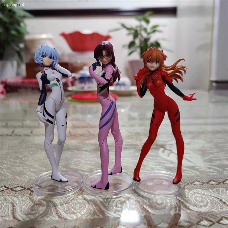 PAPITE【Ready Stock】3pcs Neon Genesis Evangelion Figure Gashapon Toy Series Girl Eva 02 Ayanami Rei Rei Action Anime Doll