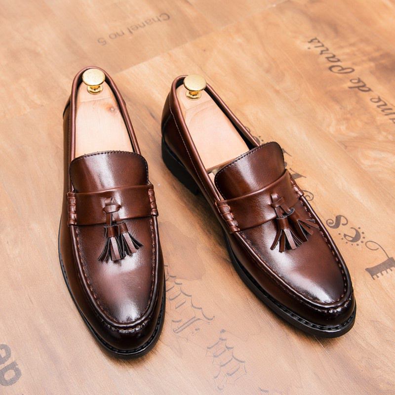 Tassel loafer รองเท้าหนังลําลอง สีดํา และสีน้ําตาล สําหรับผู้ชาย ไซซ์ 38-44