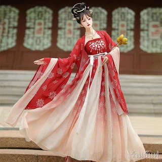 พร้อมส่ง ❥👑เสื้อผ้าจีนโบราณ👑เสื้อผ้าจีนดั้งเดิมของผู้หญิง ชุดถัง กระโปรงแขนกว้างปัก