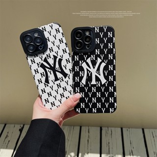 New Yory MLB Phone Case For iPhone 14 14plus 14pro 14promax 11 12 13promax x xr xsmax 7+ 7plus 8plus High quality leather shock proof soft case Black White Fashion brand NY logo