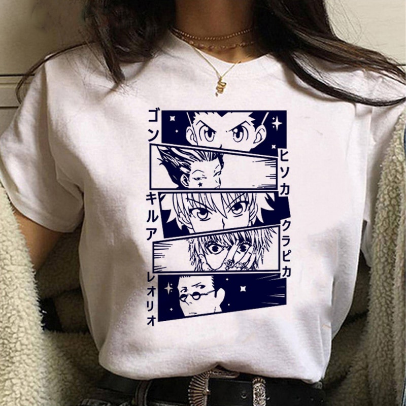 ۩พร้อมส่ง เสื้อยืดแขนสั้นพิมพ์ลายการ์ตูน Hunter X Hisoka Morow Hxh สําหรับผู้หญิง ผ้าฝ้ายแท้
