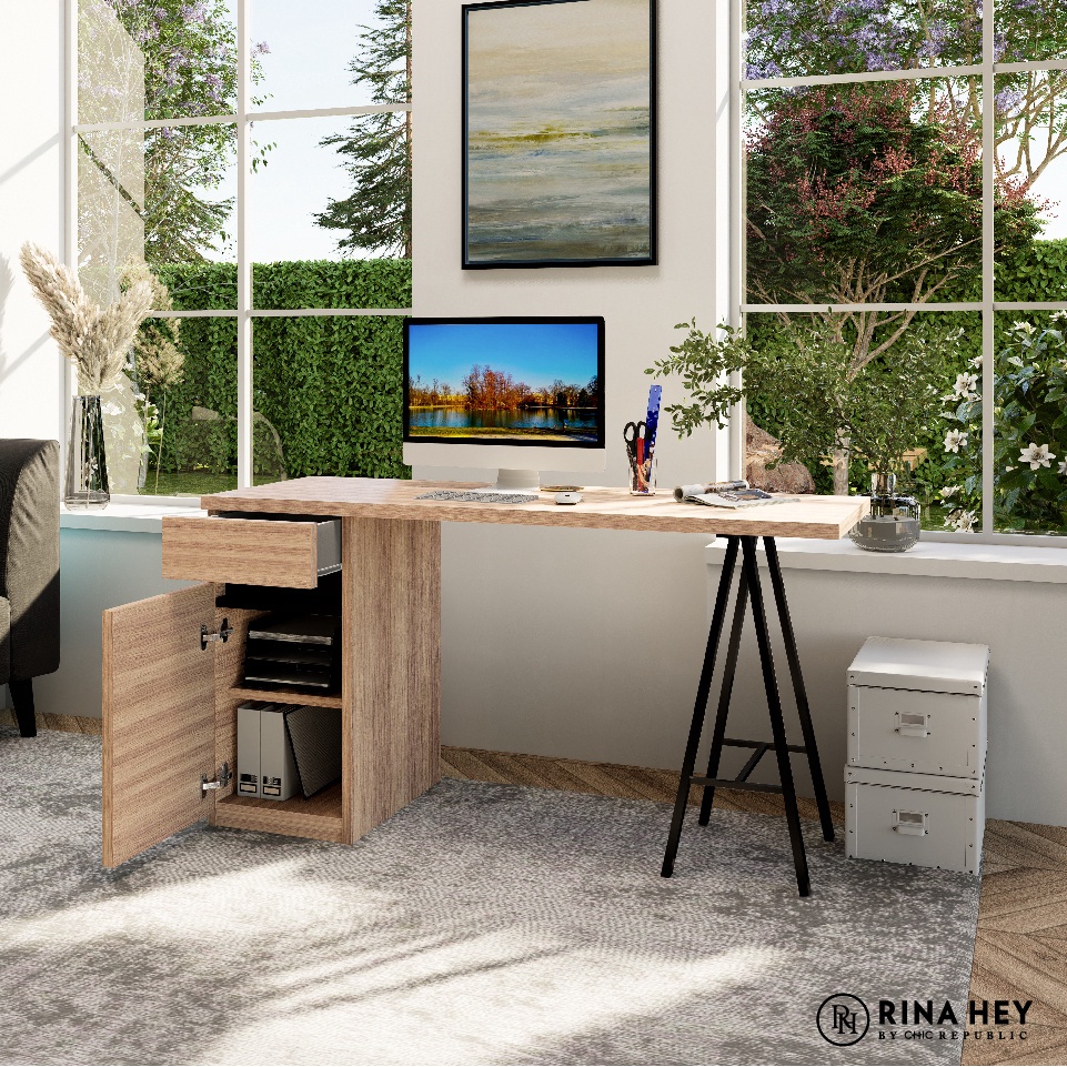 Rina Hey โต๊ะทำงานพร้อมที่ชาร์จUSB+ปลั๊กไฟ รุ่น OWEN-B PLUS