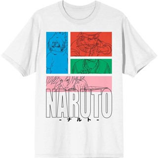 เสื้อยืดสีขาวผู้ชาย Naruto Classic Group Squares คอกลมแขนสั้น