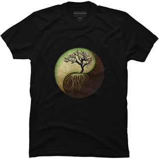 Design By Humans Mens Ying Yang Tree By Jetti T-shirt - - : เสื้อผ้า รองเท้า และเครื่องประดับ