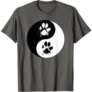 หยินหยาง Dog Paw Feng Shui Ying Yang เต๋าเสื้อยืดพุทธศาสนานิกายเซน