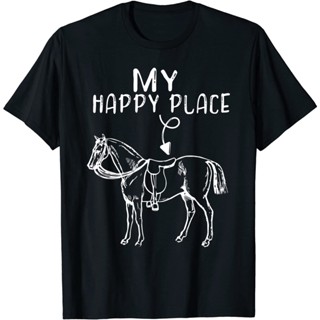 เสื้อยืดขี่ม้า My Happy Place Horse Lover