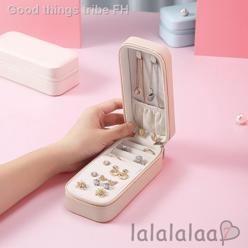 ❆☉❆Ladies Leather Jewelry Storage Box Sweet Candy Color Portable Jewelry Box