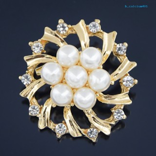 Calciumsp Woman Fashion Faux Pearl Rhinestone Inlaid Flower Brooch Pin Cardigan Shawl Clip