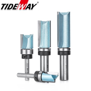 hot□✳☑ด้านล่างแบริ่ง Flush Trimming Bits Router Bit สำหรับงานไม้งานไม้เหล็กทังสเตนตรง Bit พร้อมแบริ่ง Milling Cutter Tri