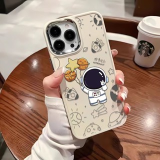 เคสโทรศัพท์มือถือ ซิลิโคน กรอบโลหะ ลายการ์ตูนนักบินอวกาศ ดาว แฟชั่น สําหรับ iphone 14ProMax 11 13 12 7Plus 8 X XS Max