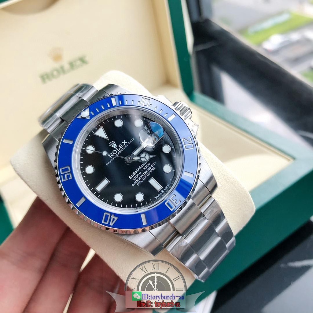 Clean Ro♛lex Blue submariner diver watch men's automatic analog timepiece 3135 movement 40mm