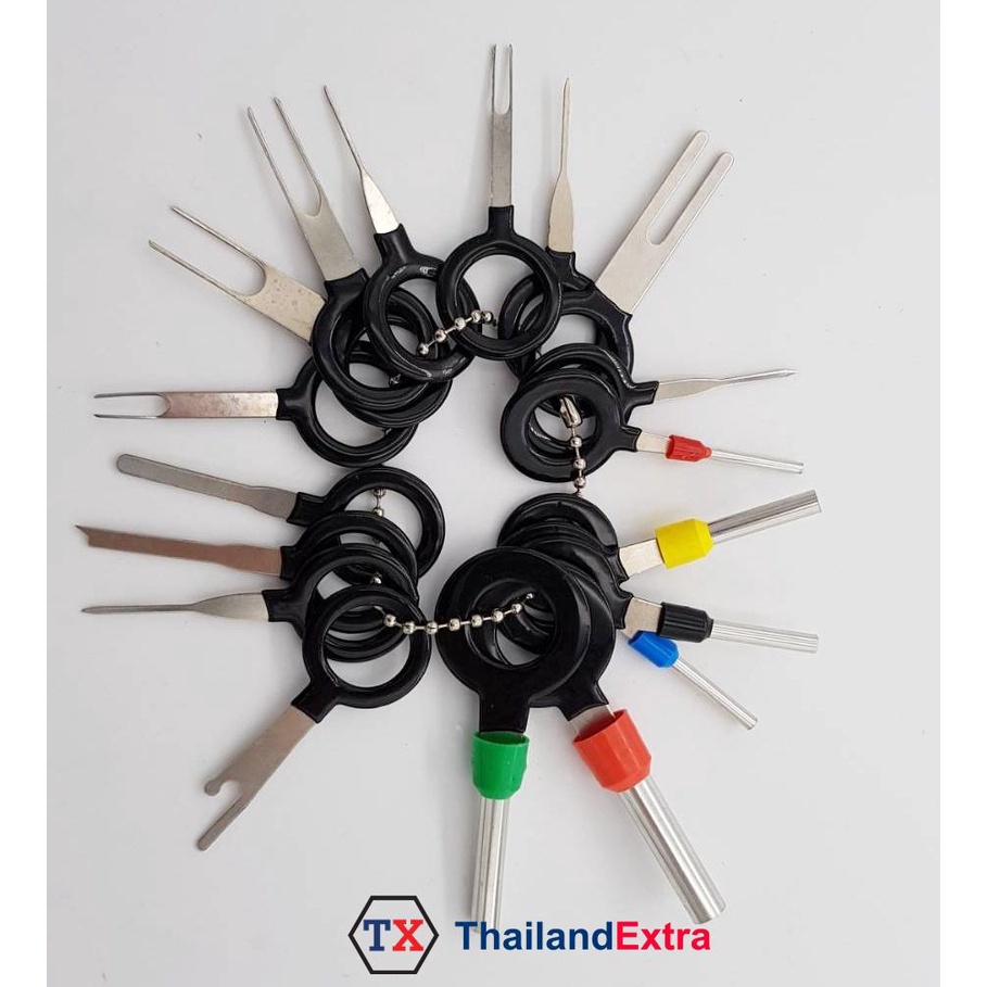 อุปกรณ์เครื่องมือช่วยถอด แกะ สายไฟรถยนต์ออกจากปลั๊กไฟ ถอดขั้วสายไฟ งานปรับแต่งระบบไฟในรถยนต์ 18 ชิ้น