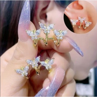 ต่างหูผีเสื้อคริสตัล • Crystal Butterflies Earrings