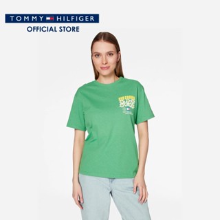 Tommy Hilfiger เสื้อยืดแขนสั้นผู้หญิง รุ่น DW0DW15474 LY3 - สีเขียว