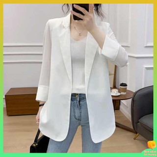 เสื้อสาวอวบแฟชั่น เสื้อสาวอวบ 2023 King Size 300 จินชิฟฟ่อน Small Blazer Womens Thin Summer Fat MM New Suit Sunscreen Top Woman.