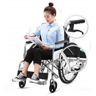 24inches wheelchairผู้พิการ รถเข็นคนชรา วิวแชร์พับได้ รถเข็นผู้ใหญ่ วีลแชร์ แบบพกพา น้ำหนักเบา รถเข็นพับคนแก่ เก้าอี้คนพ