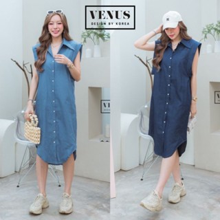 🏷️📌Jeans Dress แม๊กซี่เดรสผ้ายีนเนื้อดี แต่งกระดุมเรียงหน้า ทรงแขนล้ำ งานสวยมากๆนะคะ