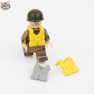 ของเล่นตัวต่อเลโก้ World War II US Army Minifigure Weapon Air Force Navy Yellow Life Jacket9789512เวอร์ชั่นซม.