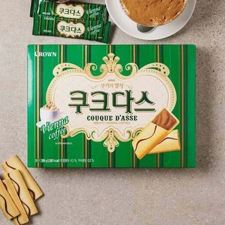 ขนมเกาหลี บิสกิตเนื้อนุ่ม couque d’asse vienna coffee & white torte crown brand 128g. 쿠크다스