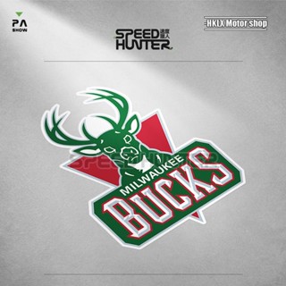 สติกเกอร์สะท้อนแสง กันน้ํา ลาย Basketball Milwaukee Bucks สําหรับติดตกแต่งรถยนต์ 02