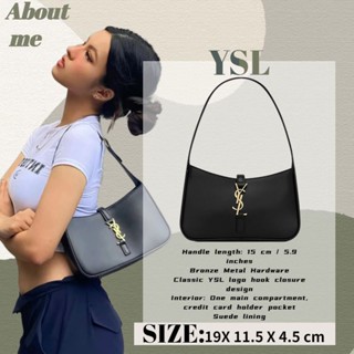 Hot Sale  แซงต์โลรองต์ YSL  กระเป๋า Saint Laurent แท้ LE 5 À 7 หนังเรียบ Mini HOBO/กระเป๋าใต้วงแขน 2022 ใหม่