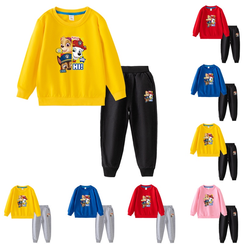 เสื้อกันหนาวแขนยาวเนื้อผ้าฝ้ายลายการ์ตูน Paw Patrol 8 สี และกางเกงขายาว DA005