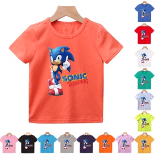 ใหม่เสื้อยืดลําลองสําหรับเด็กผ้าฝ้ายแขนสั้นพิมพ์ลายการ์ตูน Sonic One