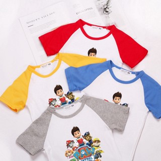 ** พร้อมส่ง ** Paw Patrol เสื้อผ้าเด็กแขนสั้นผ้าฝ้ายนุ่ม 6 สีเสื้อยืดการ์ตูน