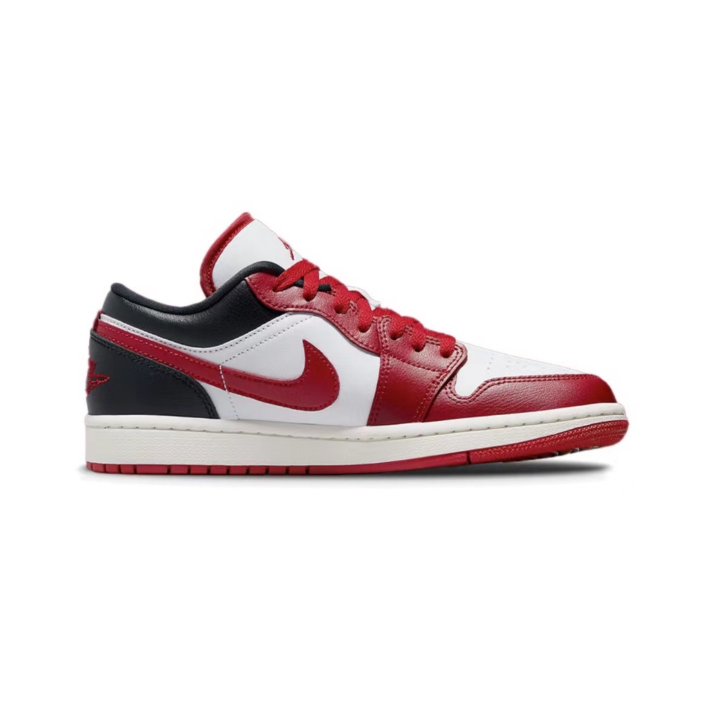●▫☂【ของแท้】 Nike Jordan Air 1 Low "Red Toe" Red Black White/DC0774-160รองเท้าผ้าใบผู้ชาย