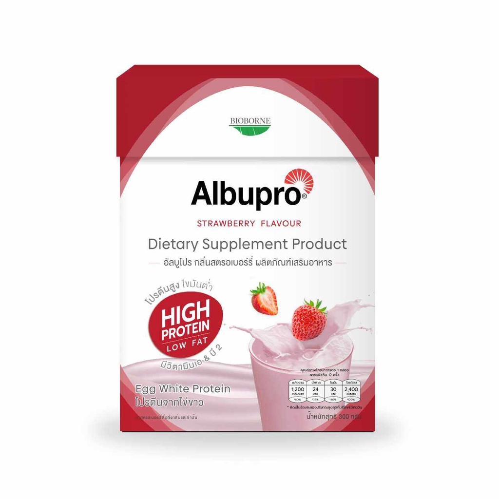 ALBUPRO STRAWBERRY FLAVOR 1X12 SAC. โปรตีนจากไข่ขาว