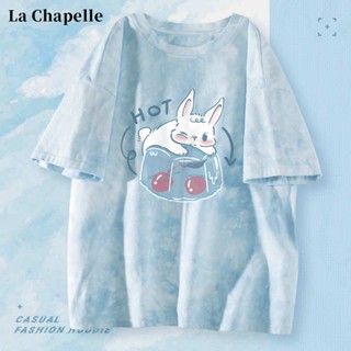 shein thailand La Chapelle มัดย้อมเสื้อยืดแขนสั้นผู้หญิงผ้าฝ้ายแท้ชุดฤดูร้อน2023เสื้อผู้หญิงแบบใหม่ออกแบบเฉพาะกลุ่ม