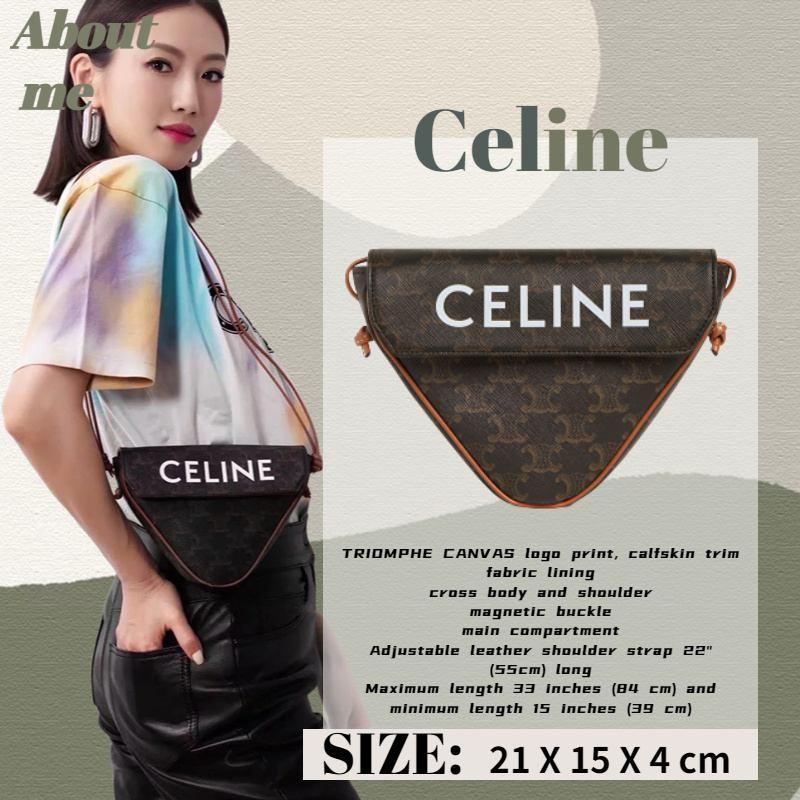 Celine โลโก้พิมพ์กระเป๋าสามเหลี่ยม/กระเป๋าสะพายข้าง/กระเป๋าสะพาย/สุภาพสตรี